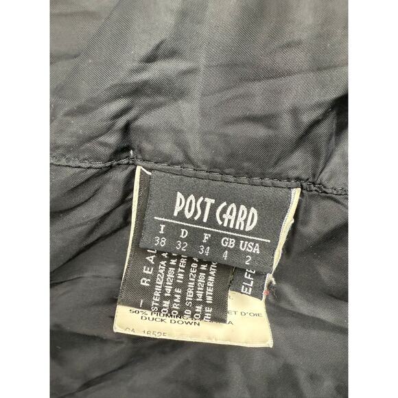 Post Card Women's 2 I38 GB4 Black Puffer Winter Coat Made In Romania - Picture 3 of 16